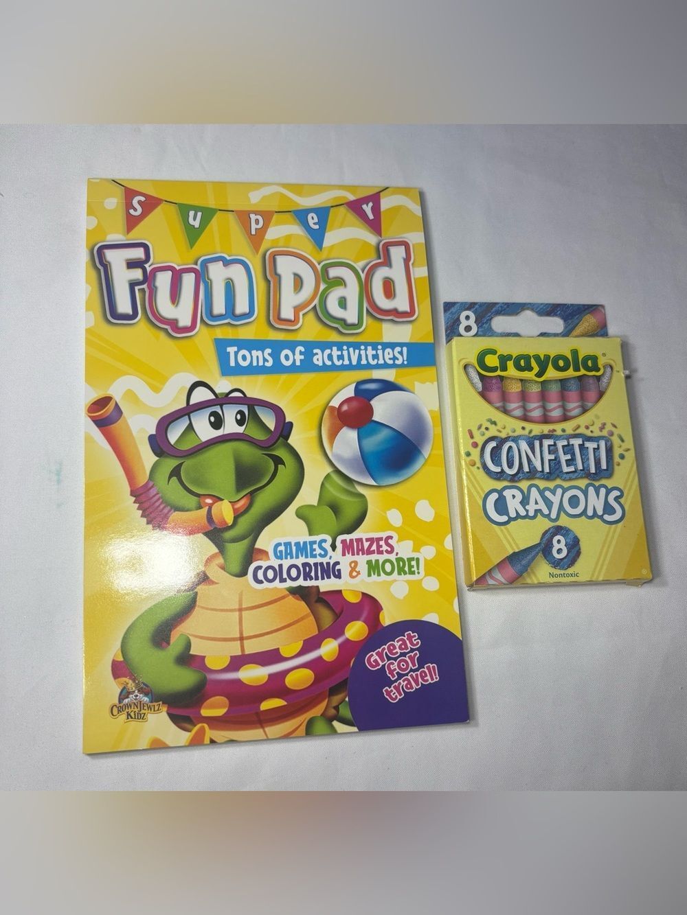 2 New Crayola Confetti Crayons & Super Fun Pad Kids Activity Set - Yellow